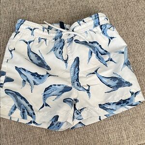 Janie and Jack Blue Whale Print Boys Swim Shorts